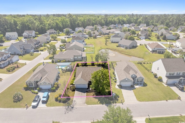 aerial perspective of suburban area featuring property parcel outlined