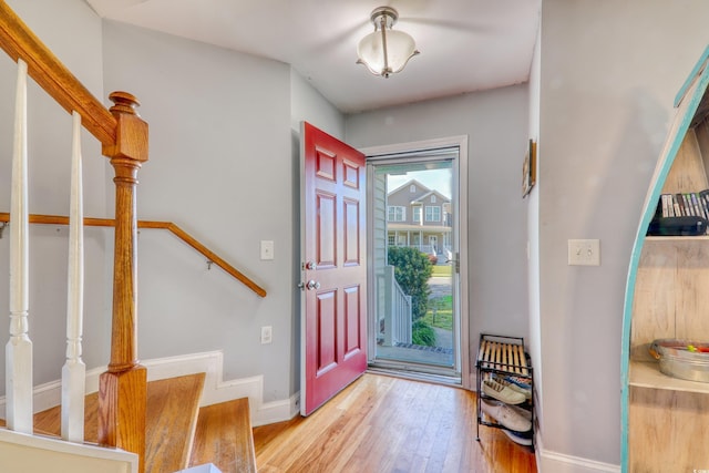 190 Hamilton Way, Conway, SC 29526 - entrance foyer with stairway, light wood-type flooring, and baseboards