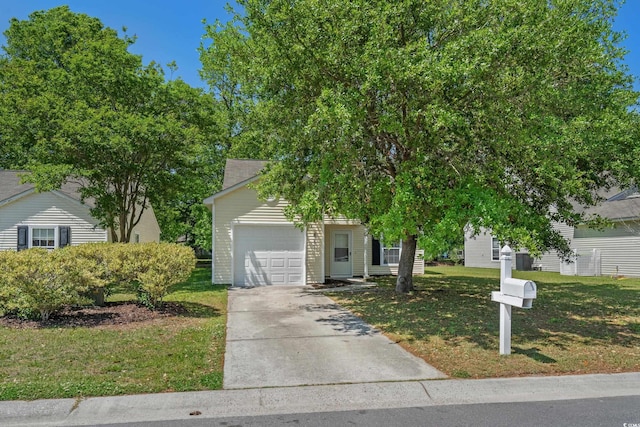 622 Oakhurst Dr, Myrtle Beach, SC 29579 - obstructed view of property featuring a garage, a front lawn, and concrete driveway
