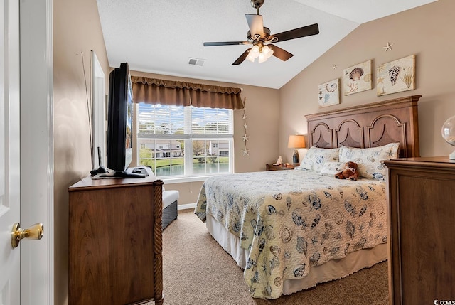 1046 Palisade Cir Unit 1046, Myrtle Beach, SC 29577 - bedroom featuring vaulted ceiling, light colored carpet, baseboards, and a ceiling fan