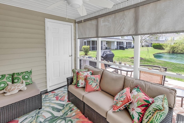 1046 Palisade Cir Unit 1046, Myrtle Beach, SC 29577 - sunroom / solarium with ceiling fan and an outdoor living space