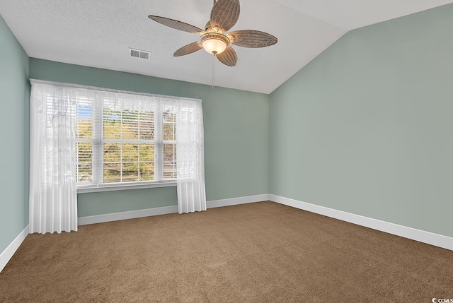 1046 Palisade Cir Unit 1046, Myrtle Beach, SC 29577 - empty room featuring ceiling fan, carpet floors, vaulted ceiling, and baseboards