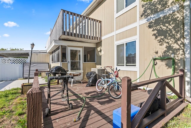 wooden terrace with fence