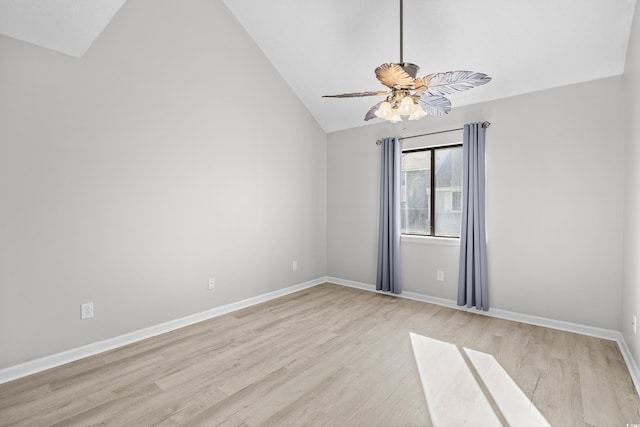 3700 Golf Colony Ln Unit 18-G, Little River, SC 29566 - empty room with vaulted ceiling, light wood-style flooring, baseboards, and a ceiling fan