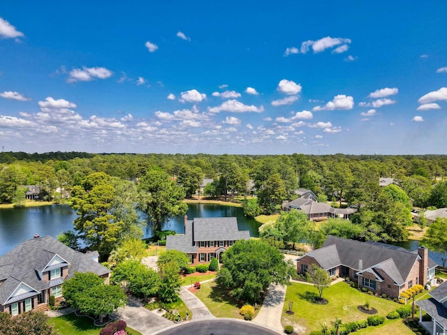 8231 Forest Lake Dr, Conway, SC 29526 - bird's eye view featuring a wooded view and a water view