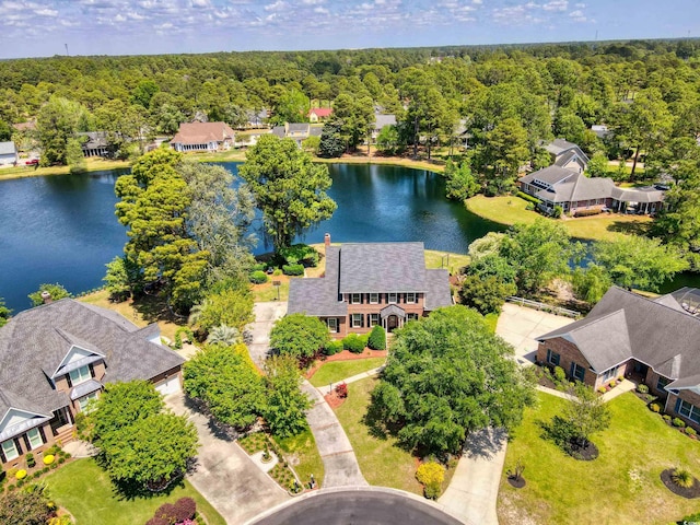 8231 Forest Lake Dr, Conway, SC 29526 - bird's eye view with a wooded view and a water view