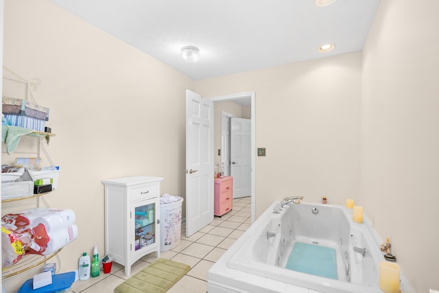 8231 Forest Lake Dr, Conway, SC 29526 - bathroom featuring a jetted tub and tile patterned flooring