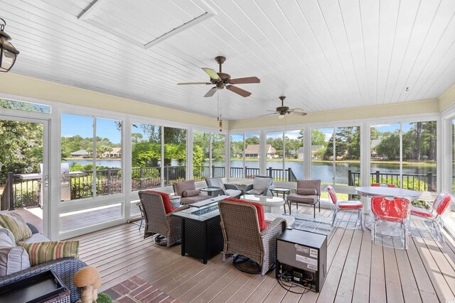 8231 Forest Lake Dr, Conway, SC 29526 - sunroom featuring plenty of natural light, a water view, and an outdoor living space