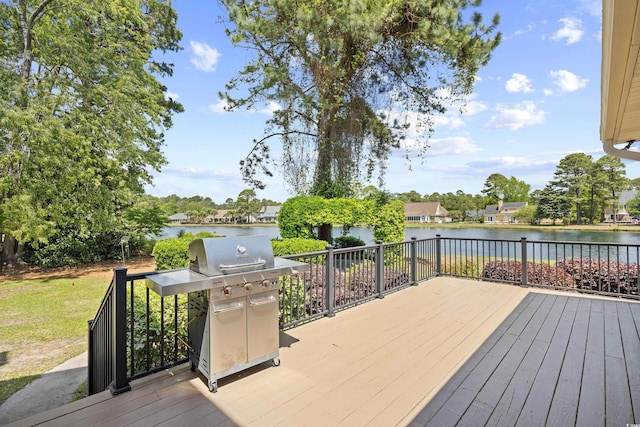 8231 Forest Lake Dr, Conway, SC 29526 - wooden deck with area for grilling and a water view