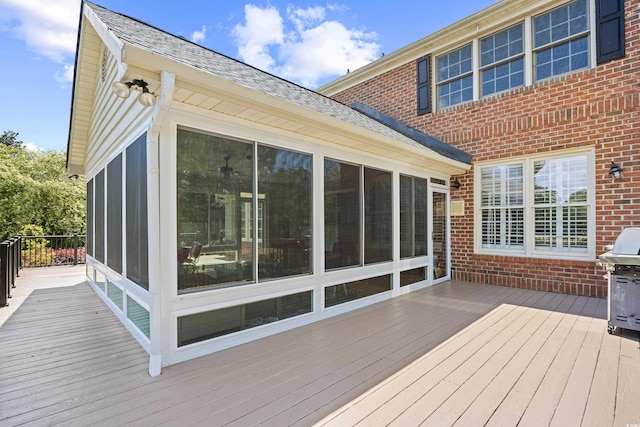 8231 Forest Lake Dr, Conway, SC 29526 - wooden terrace featuring a sunroom and area for grilling