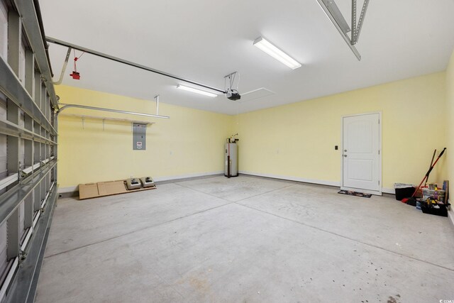237 Copperwood Loop, Conway, SC 29526 - garage with water heater, a garage door opener, and electric panel