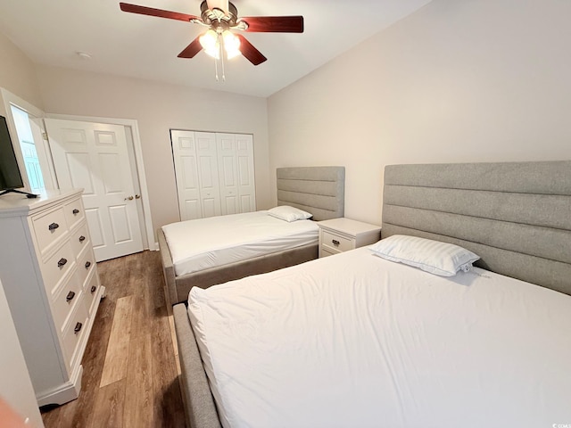 1025 World Tour Blvd Unit 205, Myrtle Beach, SC 29579 - bedroom featuring a ceiling fan, wood finished floors, and a closet