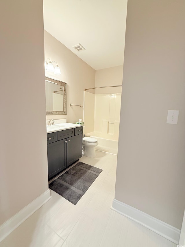 1025 World Tour Blvd Unit 205, Myrtle Beach, SC 29579 - full bathroom with vanity, baseboards, toilet, shower / bathtub combination, and visible vents