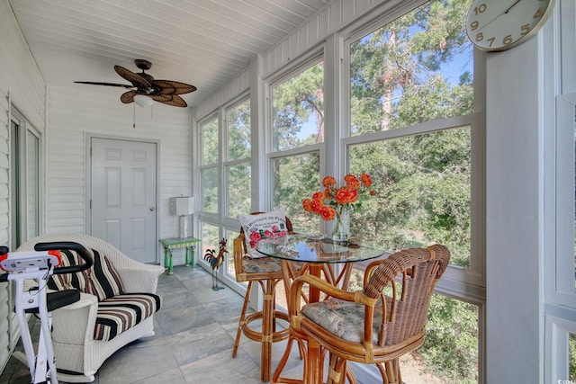1533 Lanterns Rest Rd Unit 304, Myrtle Beach, SC 29579 - sunroom with stone finish flooring and ceiling fan