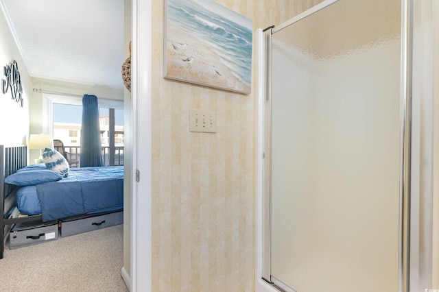 bathroom featuring a shower stall