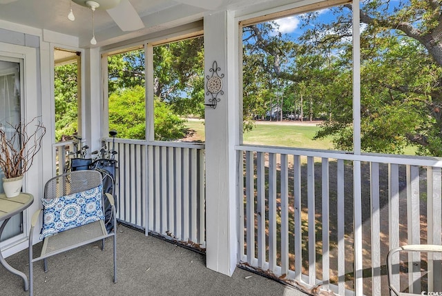 4430 Eastport Blvd Unit L15, Little River, SC 29566 - sunroom / solarium with ceiling fan and view of wooded area