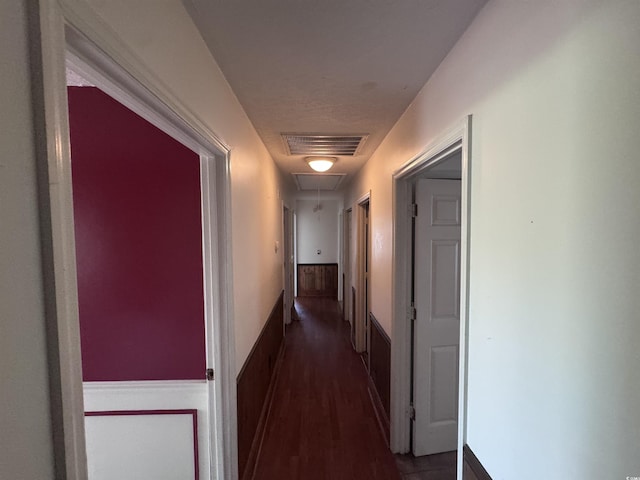 2560 Wise Rd, Conway, SC 29526 - corridor featuring attic access, dark wood-style floors, and visible vents