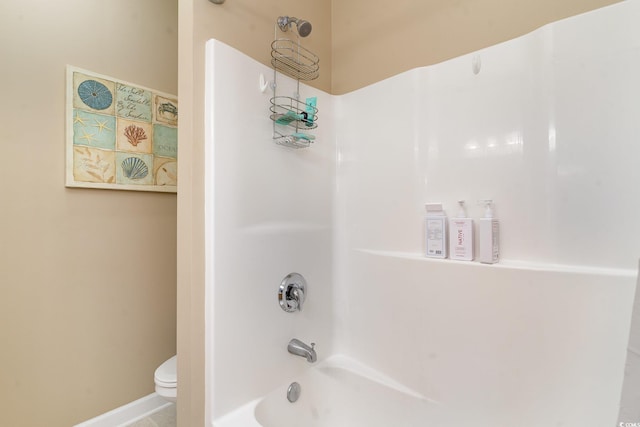 830 Howard Ave Unit D, Myrtle Beach, SC 29577 - bathroom featuring toilet, baseboards, and shower / tub combination