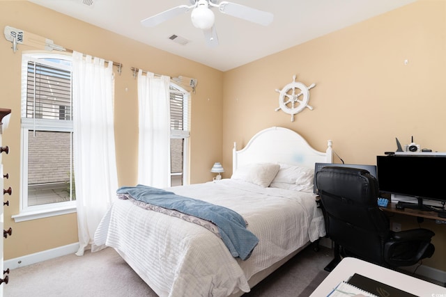 830 Howard Ave Unit D, Myrtle Beach, SC 29577 - bedroom with carpet, baseboards, a desk, and a ceiling fan