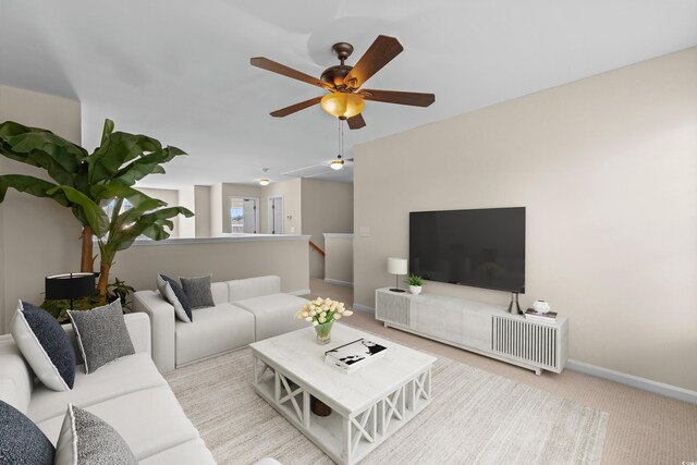 1004 Harvester Cir Unit 1004, Myrtle Beach, SC 29579 - living area with a ceiling fan, carpet flooring, and baseboards