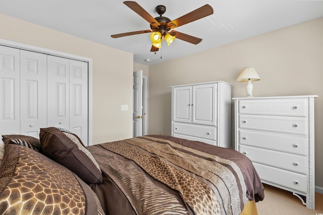1004 Harvester Cir Unit 1004, Myrtle Beach, SC 29579 - bedroom featuring a closet, a ceiling fan, and light colored carpet