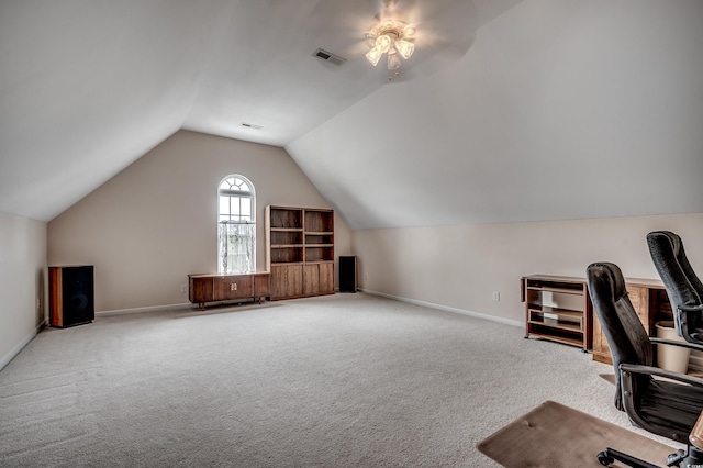 1001 Harvest View Ave, Conway, SC 29527 - unfurnished office featuring carpet, lofted ceiling, and ceiling fan