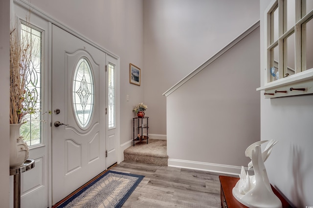 1001 Harvest View Ave, Conway, SC 29527 - entryway featuring light wood-style flooring and a high ceiling