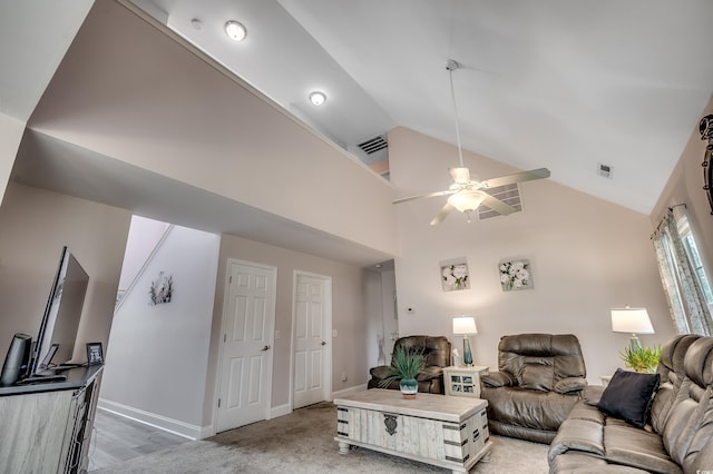 1001 Harvest View Ave, Conway, SC 29527 - living area with lofted ceiling and ceiling fan