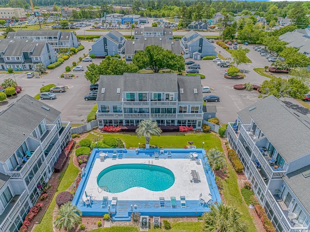 bird's eye view of a pool