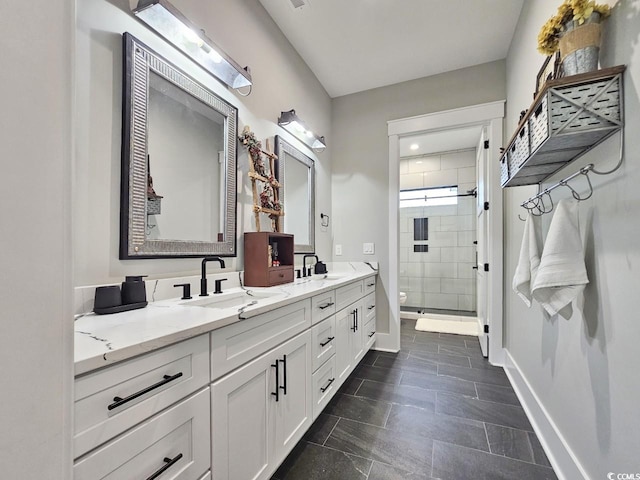 2300 Tansy Rd, Loris, SC 29569 - full bathroom with a shower stall, baseboards, double vanity, and toilet