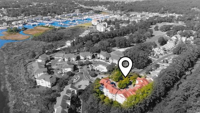 4601 Greenbriar Dr Unit 201, Little River, SC 29566 - birds eye view of property with a wooded view and a water view