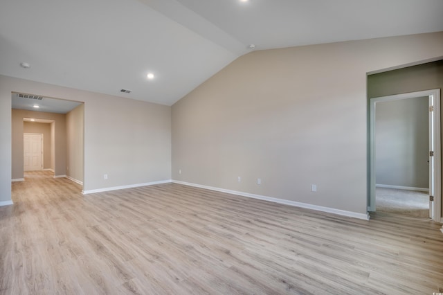 186 Glengrove Ln, Murrells Inlet, SC 29576 - spare room featuring visible vents, light wood-style flooring, and lofted ceiling