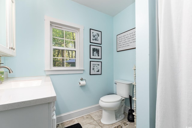 508 Pearl St, Conway, SC 29527 - bathroom with vanity, toilet, baseboards, and tile patterned floors
