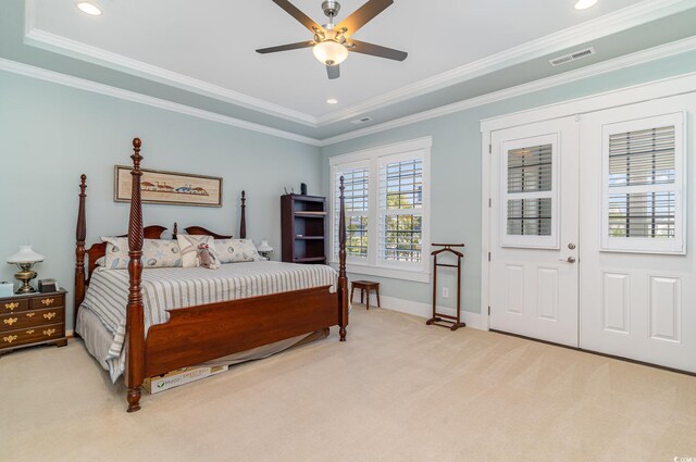 600 Waterbridge Blvd, Myrtle Beach, SC 29579 - bedroom featuring light carpet, baseboards, visible vents, recessed lighting, and ornamental molding