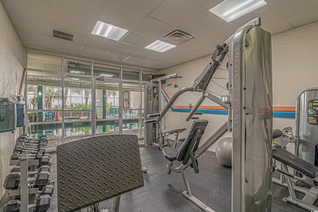 1012 N Waccamaw Dr Unit 507, Murrells Inlet, SC 29576 - workout area featuring a drop ceiling