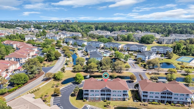 aerial view of a nearby body of water