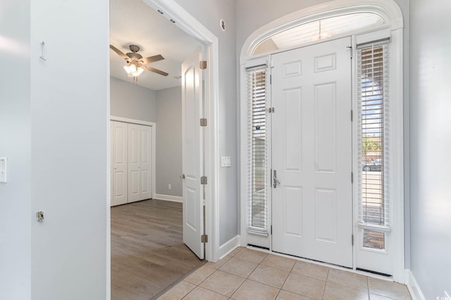 197 Northside Dr, Little River, SC 29566 - foyer entrance featuring baseboards, light wood-type flooring, and ceiling fan