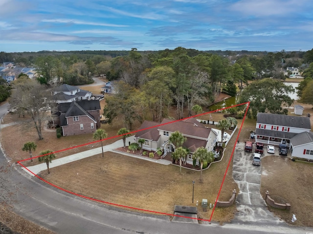 aerial view with a residential view