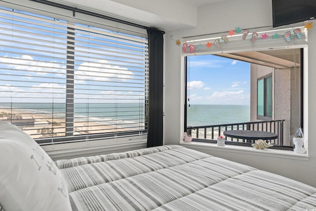 bedroom with a water view