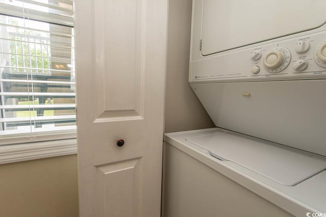 201 Landing Rd Unit D, North Myrtle Beach, SC 29582 - laundry area featuring stacked washer / dryer and laundry area