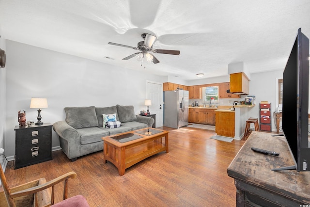 706 Birch Ln, Conway, SC 29526 - living area with light wood-style floors, visible vents, and ceiling fan