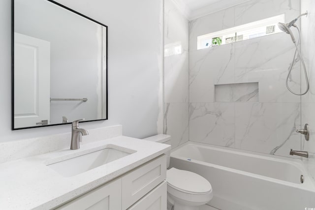 1500 Sunmeadow Dr, Conway, SC 29526 - full bathroom featuring vanity, toilet, bathtub / shower combination, and ornamental molding