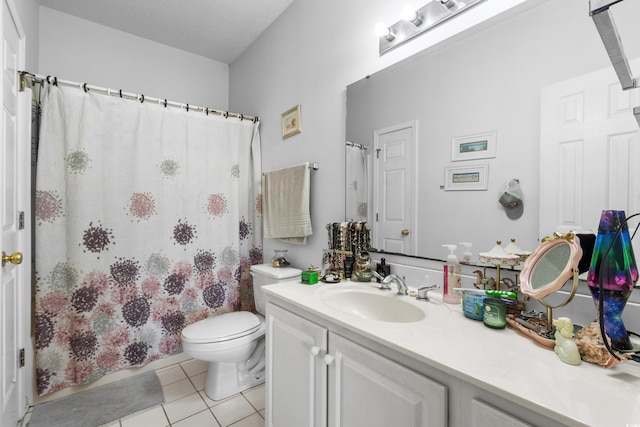 1058 Sea Mountain Hwy Unit 5-301, North Myrtle Beach, SC 29582 - full bathroom with vanity, tile patterned flooring, a shower with shower curtain, and toilet
