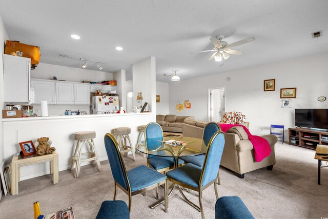 1058 Sea Mountain Hwy Unit 5-301, North Myrtle Beach, SC 29582 - dining area featuring light colored carpet, a ceiling fan, visible vents, and recessed lighting