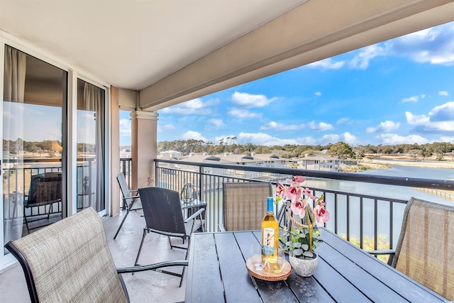 balcony with a water view