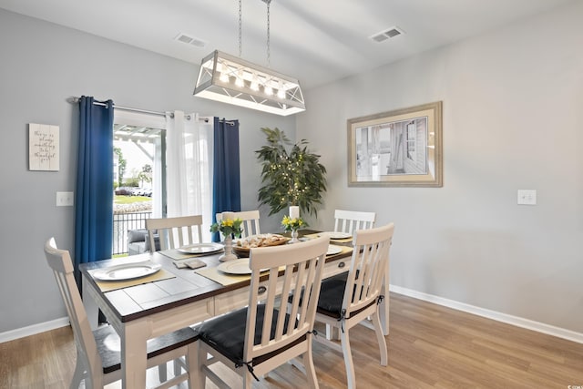 179 S Reindeer Rd, Surfside Beach, SC 29575 - dining space featuring visible vents, light wood finished floors, and baseboards