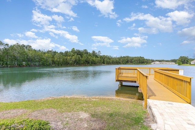 view of dock featuring a water view