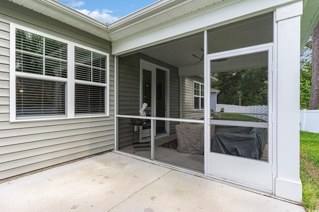 view of patio / terrace featuring fence