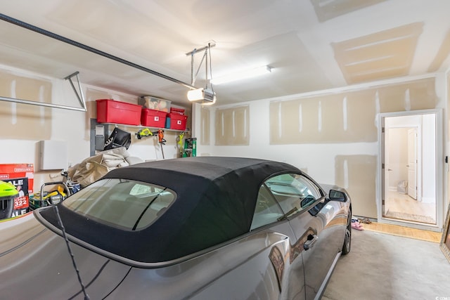 garage with a garage door opener