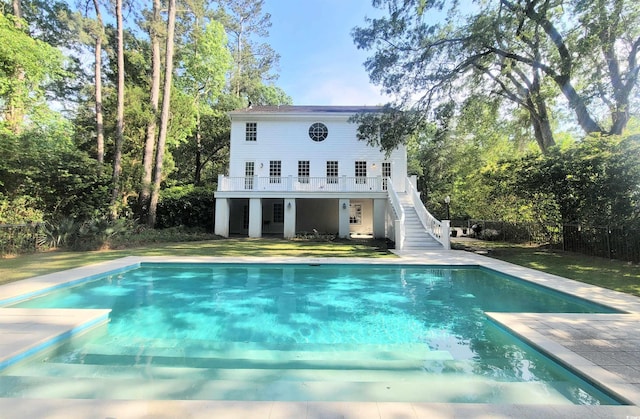 486 Lantana Cir, Georgetown, SC 29440 - back of property with stairs and an outdoor pool